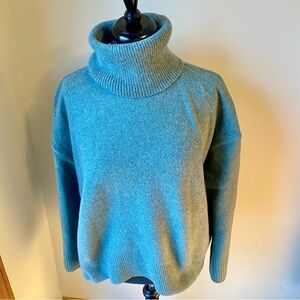 H&M Sweater Turtleneck Wool Blend Oversized Aqua Turquoise Blue Green NWT
